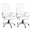 HOMESTOCK White High Back Executive Premium Faux Leather Office Chair with  Back Support, Armrest and Lumbar Support 99324 - The Home Depot