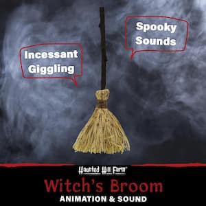 26 in. Animated Witch's Broomstick with Sound and Movement, Battery Operated