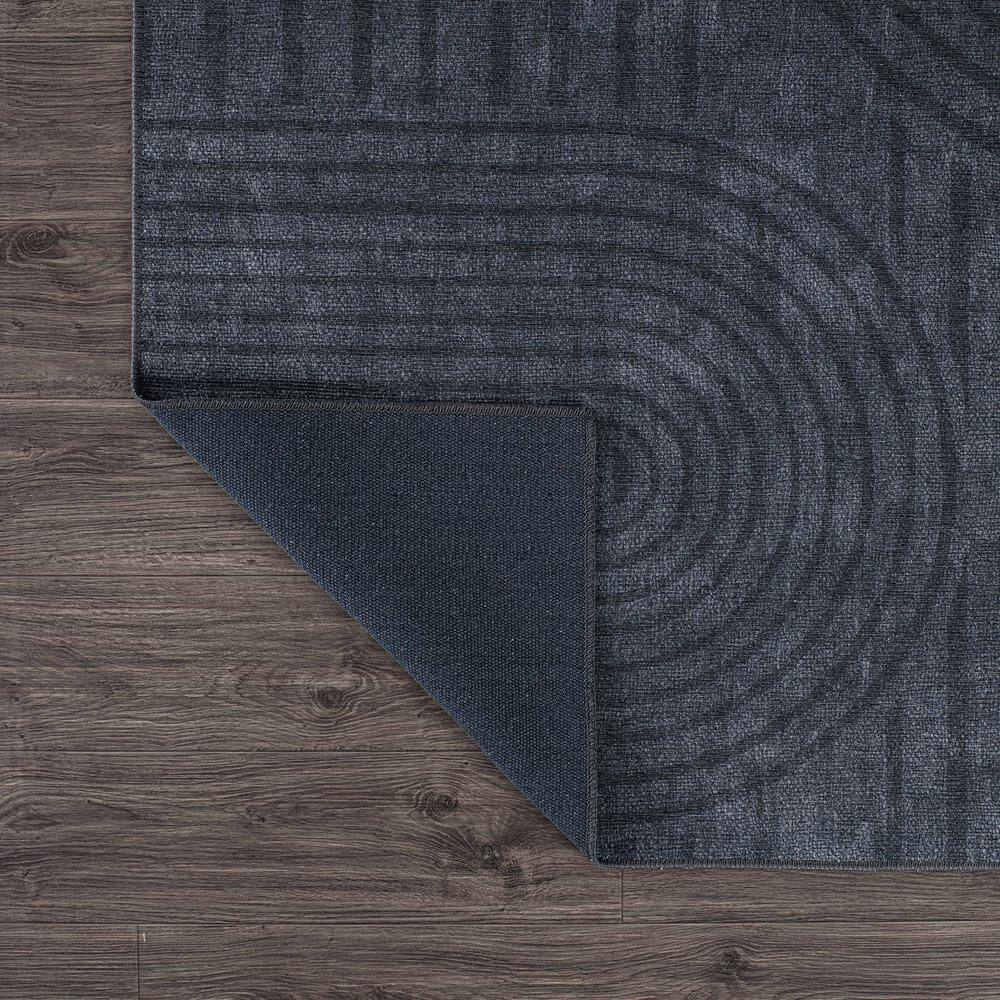 Dark Blue Geometric Flat Woven Synthetic Rug 5' x 7'