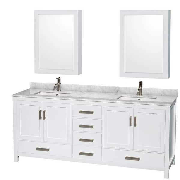 Wyndham Collection Sheffield 80 In, 80 Inch Double Vanity With Top