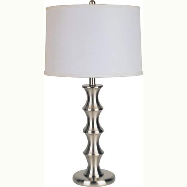 HomeRoots 30 in. Black Solid Wood Bedside Table Lamp with White Shade