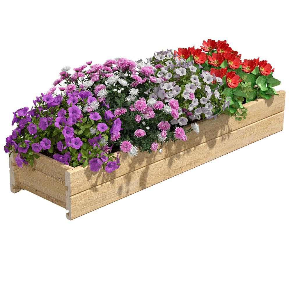 Natural Cedar Wood Rectangular Planter Box, 46" x 11"