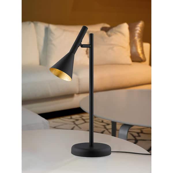 wij rots Manoeuvreren Eglo Cortaderas 18.50 in. Black Table Lamp with Black/Gold Metal Shade  97805A - The Home Depot