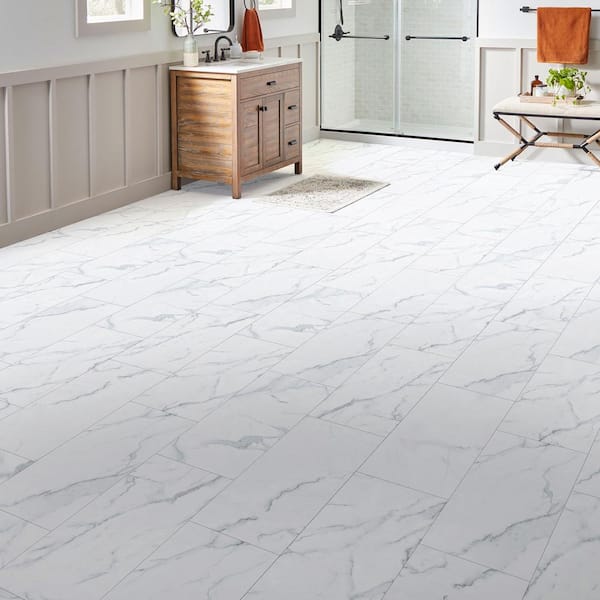 Brookfield Marble 22 MIL x 11.9 in. W x 23.8 in. L Click Lock Waterproof Vinyl Tile Flooring (17.7 sqft/case)