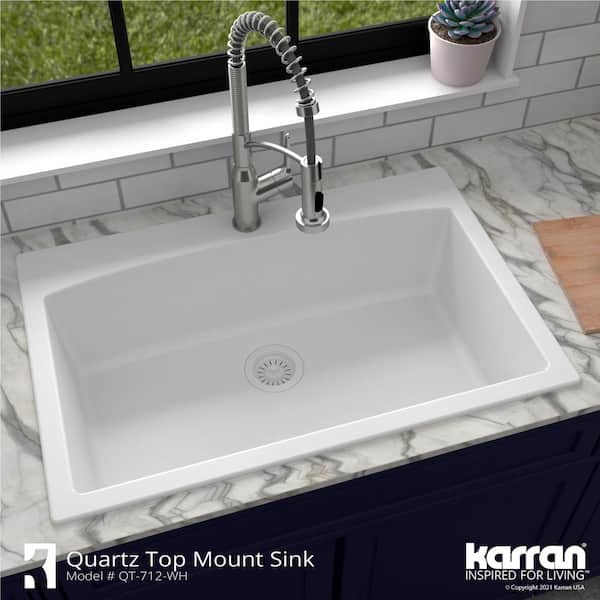 Karran QT-712 Quartz/Granite 33 in. Single Bowl Top Mount Drop-In