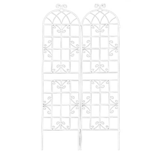 86.7 in. Metal 2 Pack Garden Trellis in White