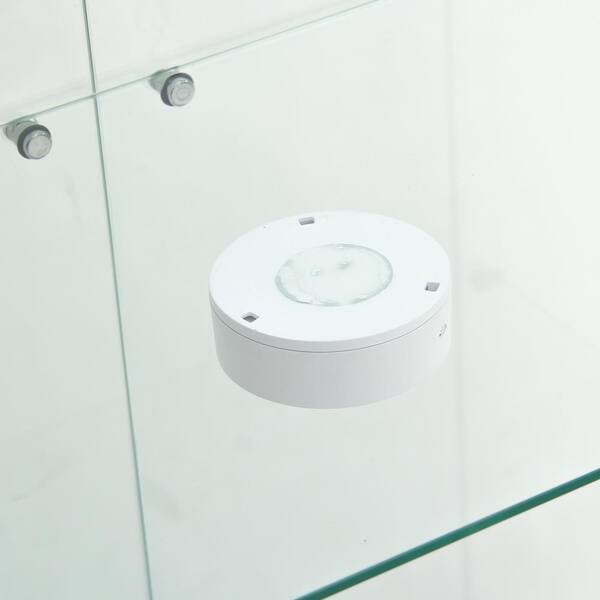 White 32 in. x 65 in. 2-Door 4-Shlef LED Lights Glass