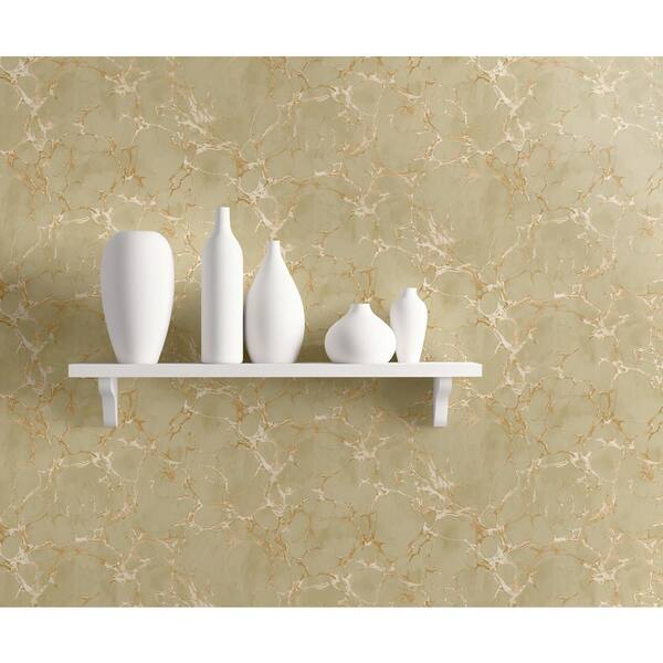 Patina Crackle Metallic Bronze and Tan Marble Paper Strippable Roll (Covers 56.05 sq. ft.)