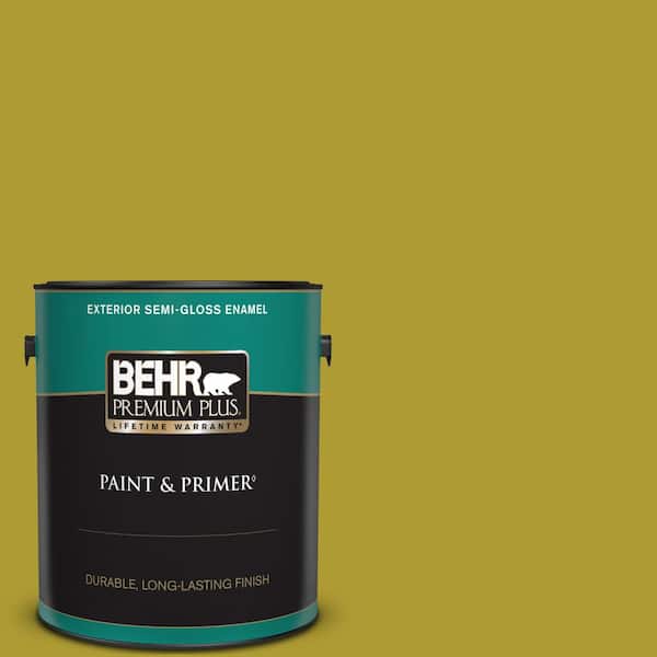 BEHR PREMIUM PLUS 1 gal. #P330-7 Luscious Lime Semi-Gloss Enamel Exterior Paint & Primer