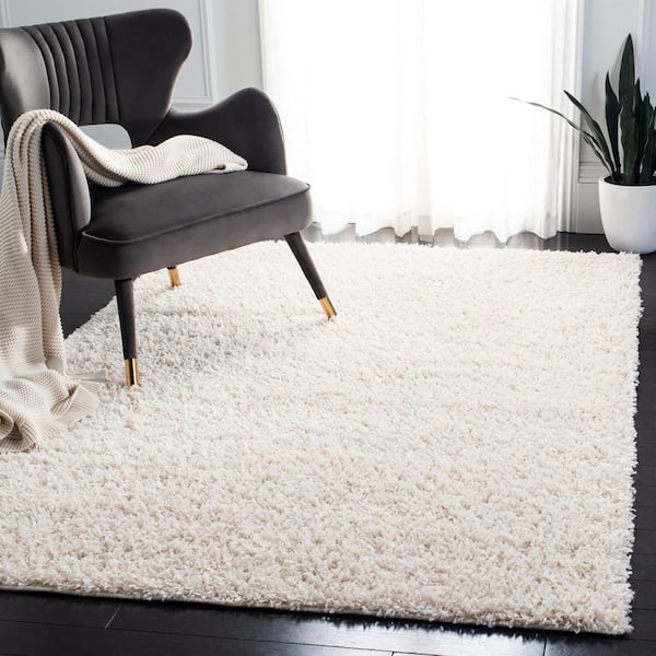 Venus Shag 11 ft. x 15 ft. Ivory Solid Color Area Rug