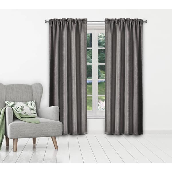 Kelvin Grey Thermal Grommet Blackout Curtain - 37 in. W x 106 in. L