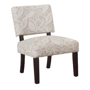 Yenika Cream Floral Fabric Accent Chair