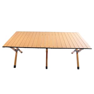 Antique Yellow Aluminum Alloy Outdoor Picnic Table Portable Folding Table for Garden, Beach, Camping, Picnics