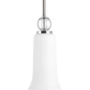 Elina Collection 1-Light Polished Nickel Mini Pendant with Opal Glass