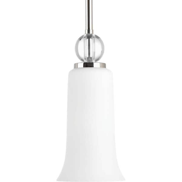 Progress Lighting Elina Collection 1-Light Polished Nickel Mini Pendant with Opal Glass