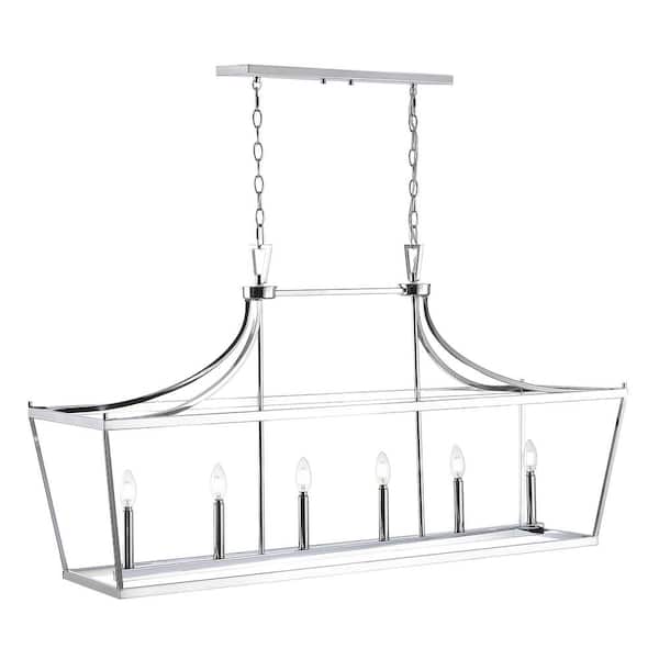 SAFAVIEH Aroris 4-Watt 6-Light Chrome Pendant Light with Iron Shade