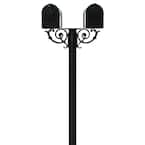 Hanford Twin Post Mounted Non-Locking Mailbox with 2 E1 Mailboxes and Scroll Supports