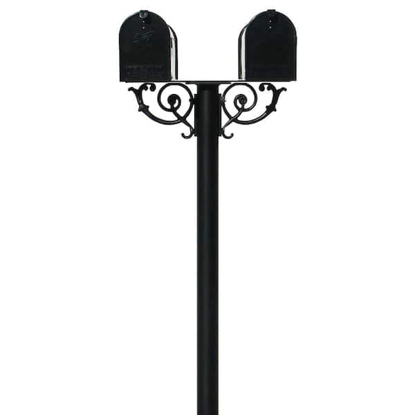 QualArc Hanford Twin Post Mounted Non-Locking Mailbox with 2 E1 Mailboxes and Scroll Supports