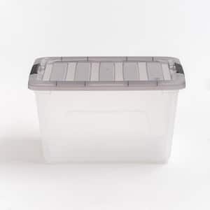 32 qt. Stack & Pull Clear Plastic storage Box, Lid Gray (Pack of 5)