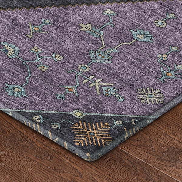 Mayfield Premium Machine Washable Abstract AMF2472 Plum 2 ft. x 3 ft. Accent Rug