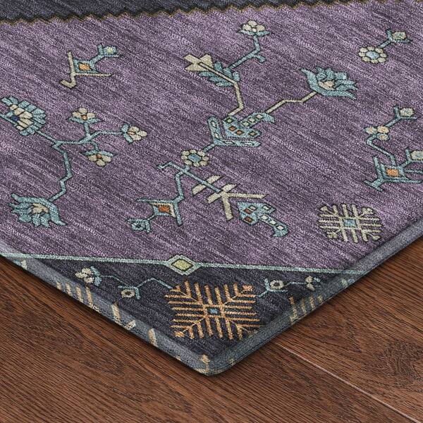 Mayfield Premium Machine Washable Abstract AMF2472 Plum 9 ft. x 12 ft. Area Rug