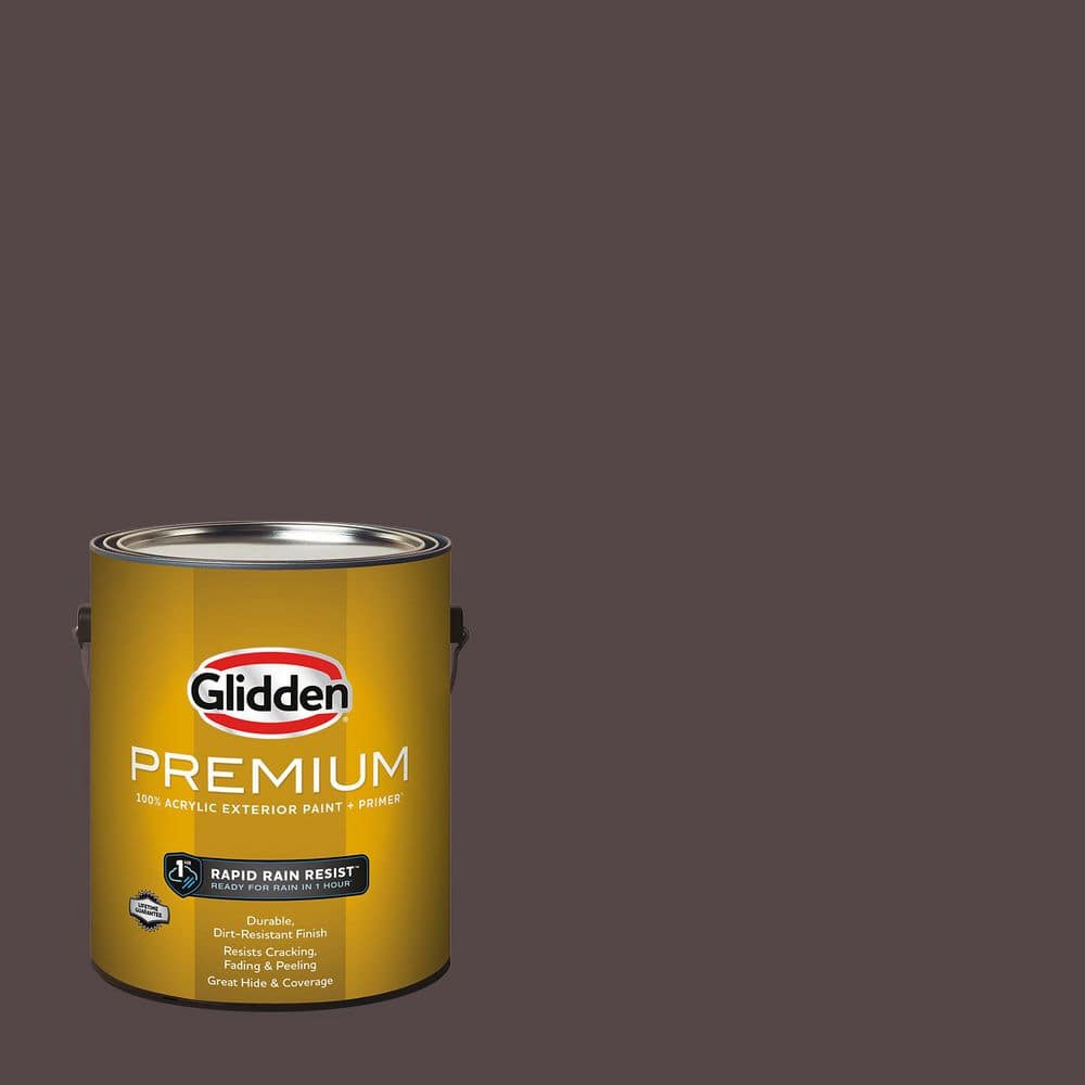 Glidden Premium 1 gal. PPG1014-7 Black Walnut Satin Exterior Latex