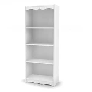 Hawthorn 60 in. Frost White Wood 4-shelf Standard Bookcase with Adjustable Shelves
