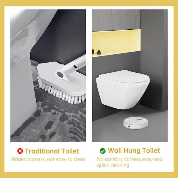 Teamson Kids One-piece 1.0/1.6 GPF Dual Flush Square Wall Hung Toilet Bowl  in White HD-US-WHT-1-02 - The Home Depot