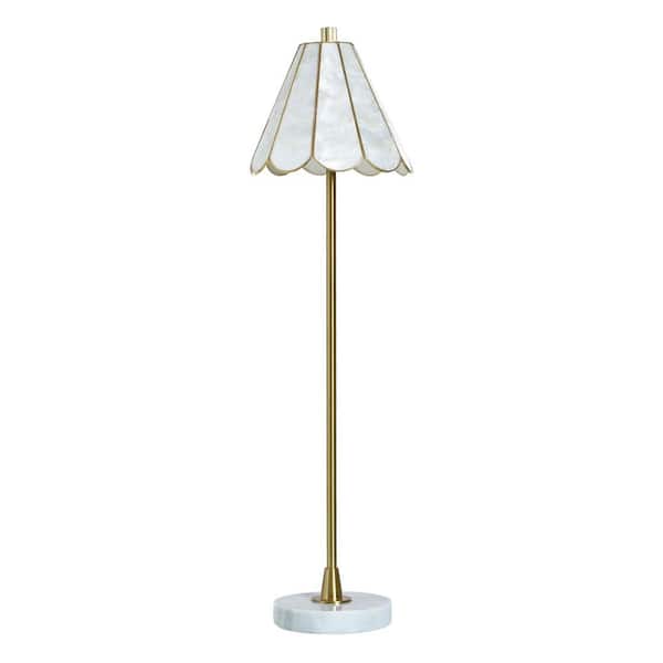 Verity 36 in. Polished Brass Table Lamp with Brass Acrylic Shade