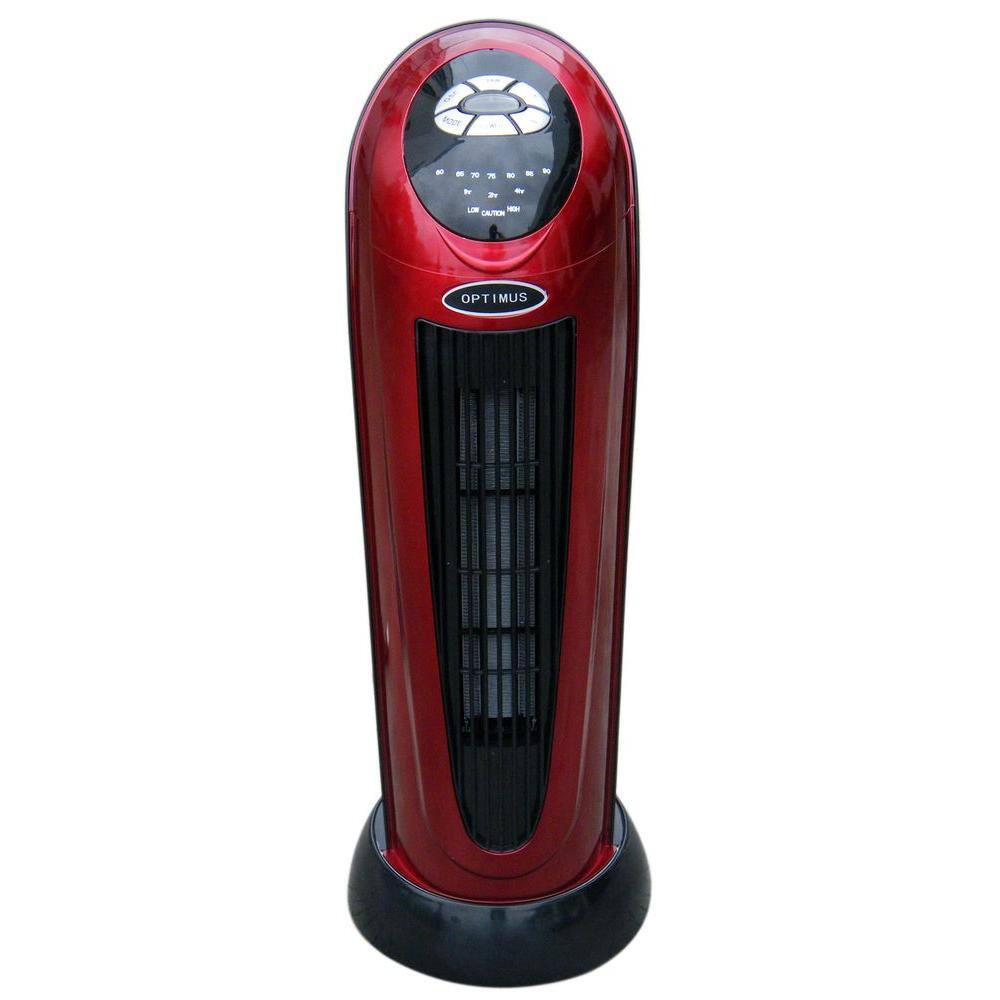 Optimus H-7328 Portable 22" Oscillating Tower Heater with Digital Temperature Readout and Remote Control