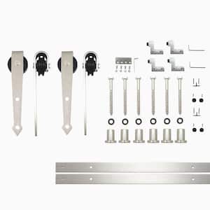 9 ft./108 in. Brushed Nickel Non-Bypass Sliding Barn Door Hardware Kit Arrow Design Roller for Double Doors