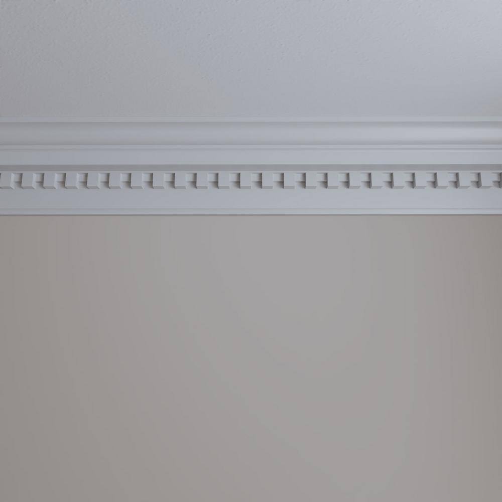 Primed Polyurethane Dentil Crown Moulding, 94.5 in Length