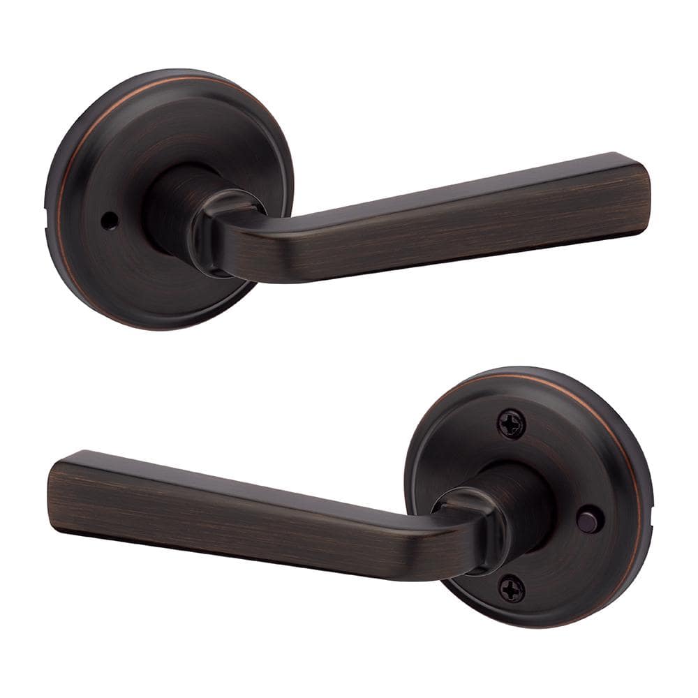 Kwikset Trafford Venetian Bronze Bedroom Bathroom Privacy Door Handle with Microban Antimicrobial Technology