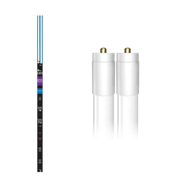 40-Watt 8 ft. T8/T12 FA8 Single Pin Type B Ballast Bypass Linear LED Tube Light Bulb, Daylight Deluxe 6500K (2-Pack)