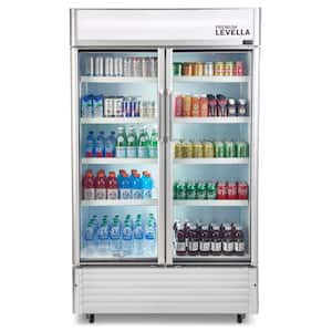 29.0 cu. ft. Commercial Upright Display Refrigerator 2-Glass Door Beverage Cooler in Silver