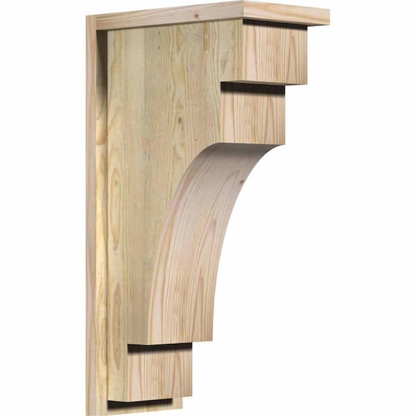 Ekena Millwork 8 in. x 14 in. x 26 in. Douglas Fir Mediterranean Rough Sawn Corbel with Backplate