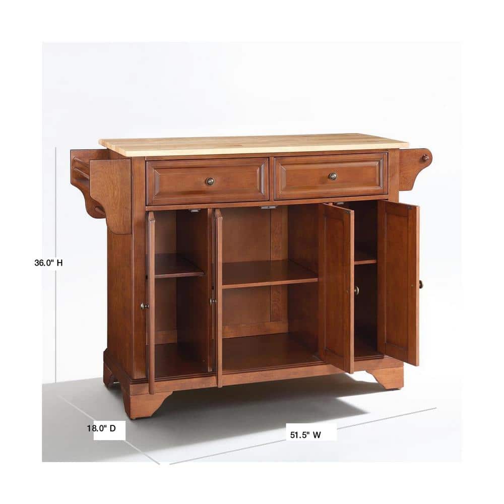 Lafayette Cherry and Natural Wood Kitchen Island Cart