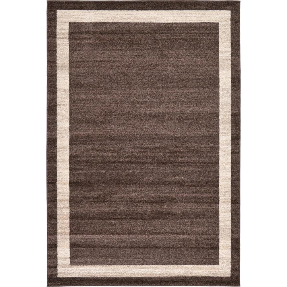 Brown/Ivory Tufted Easy-Care Synthetic Area Rug 6' x 9'