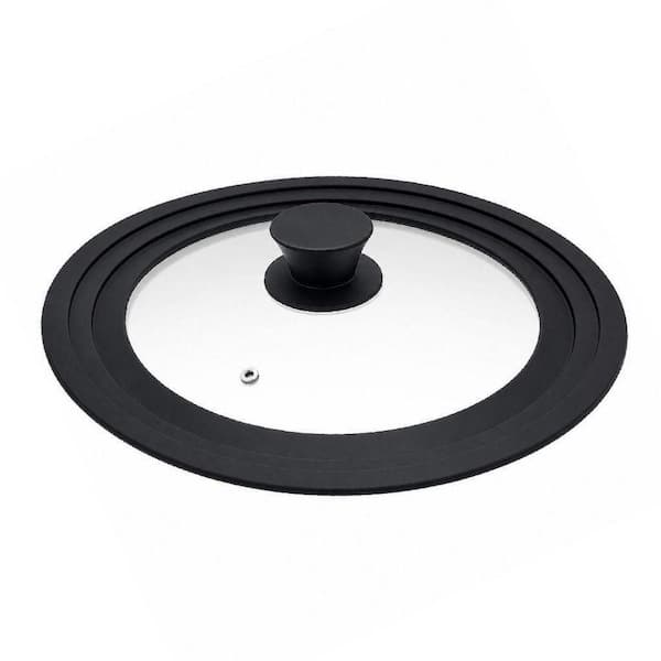12 in. Universal Tempered Glass Lid, Pot Lid with Heat Resistant Silicone Rim, Multi Size Compatible Kitchen Cover