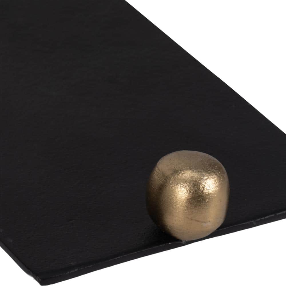 Black and Gold Aluminum Flat Tray Set with Knob Handles