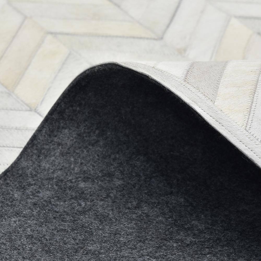 Meir Handmade Ivory Geometric 9' x 12' Wool & Cowhide Rug