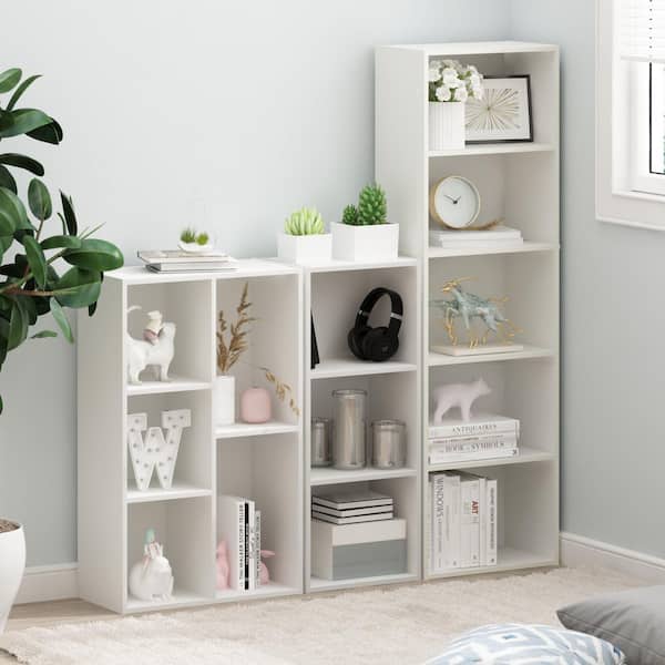 Furinno LUDER 31.5 in. Tall Plain White Wood 3-Shelf Bookcase