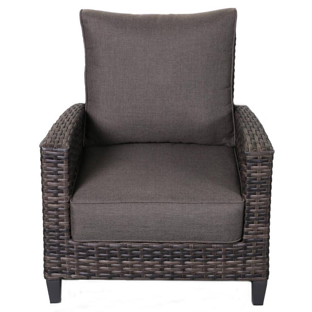 Barbados Gray Cushioned Outdoor Patio Furniture Club Chair Lightweight Wick