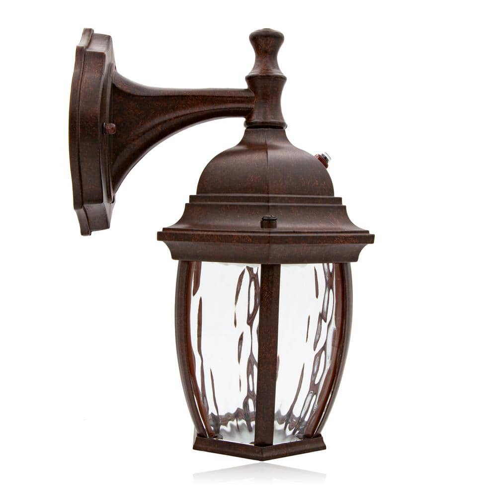 Aged Bronze LED Outdoor Wall Light with Clear Water Glass