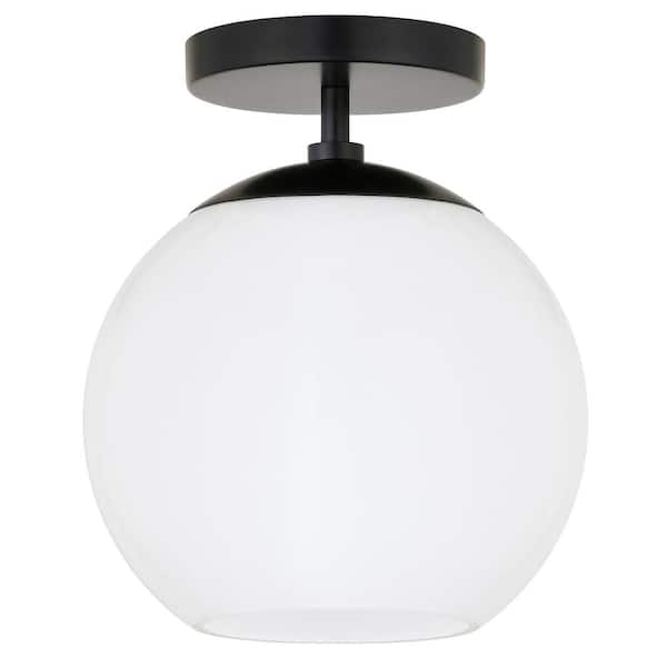 milk glass semi flush mount