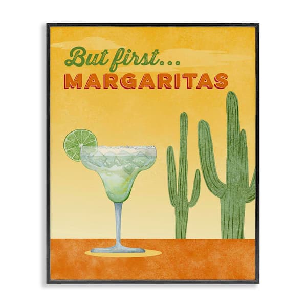 Stupell Industries Margarita and Desert Cactus by Brett Blumenthal Black Framed Food Giclee Art Print 14 in. x 11 in.