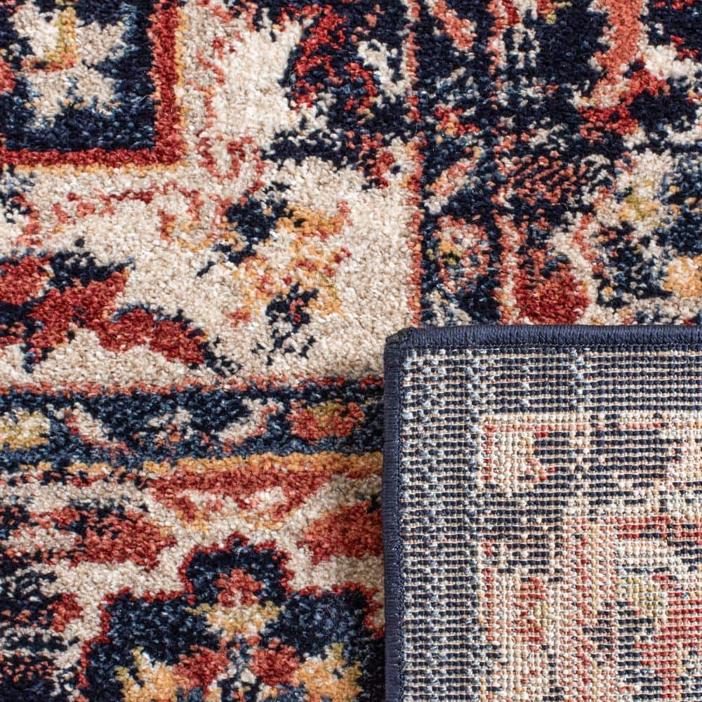 Charleston Navy and Red Synthetic 8' x 10' Area Rug
