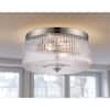 Monteaux Lighting 11.75 in. 2-Light Brushed Nickel Flush Mount Ceiling Light Fixture with Clear Ribbed Glass Shade 23261 BN