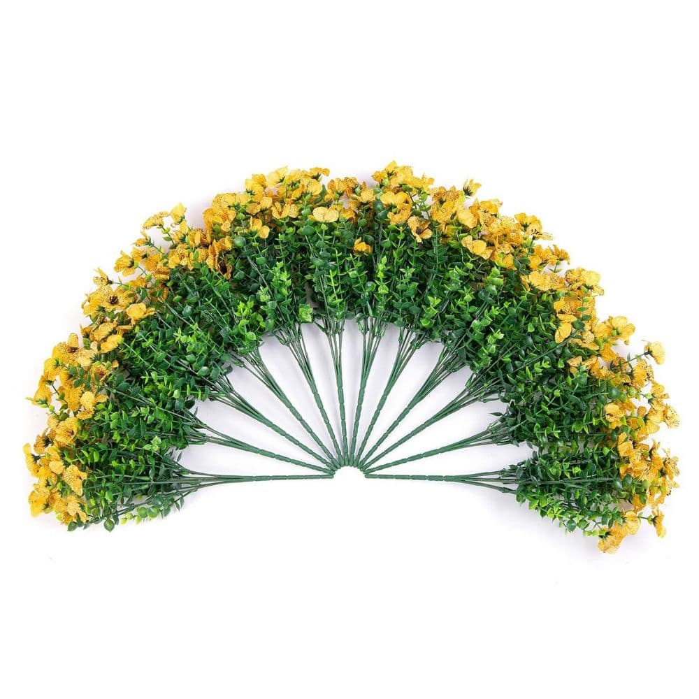13.8 in. Bundles Yellow Artificial Faux Flowers Silk Daisy with Eucalyptus