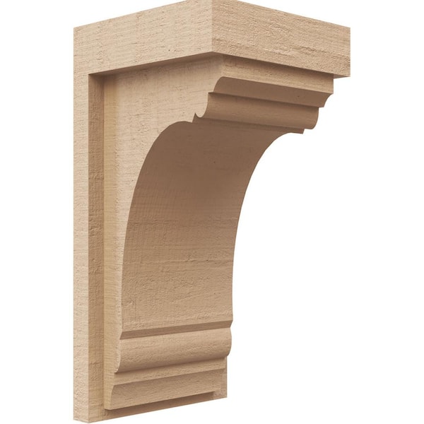 Ekena Millwork 5 in. x 10 in. x 5 in. Series 2 Wide Warren Rough Cedar Woodgrain Timberthane Polyurethane Corbel, Primed Tan